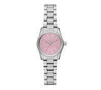 Michael kors quarz silberfarbenem damen uhr mit rosa zifferblatt und edelstahl armband one_size Silber