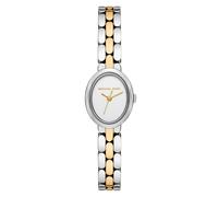 Michael kors quarz silberfarbenem damen uhr mit weißem zifferblatt und edelstahl armband one_size Silber