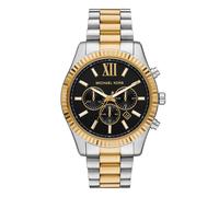 Michael kors quarz silberfarbenem herren uhr mit schwarzem zifferblatt und edelstahl armband one_size Silber