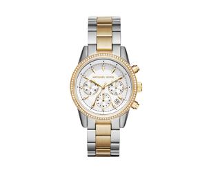 Michael kors ritz quarz silberfarbenem damen uhr mit weißem zifferblatt und edelstahl armband one_size Silber
