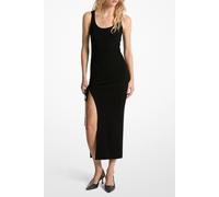 Michael Kors Ruched Scoop Neck Dress With Split Detail In Black Größe: M | Midikleider Outlet | Damen | Schwarz