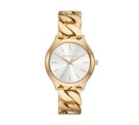Michael Kors Runway Watch for Women, Quartz Movement with Stainless Steel, Ceramic or Leather Strap Goldton und Weiß, 38MM