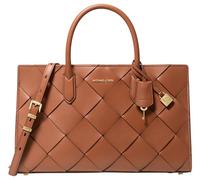 Michael Kors Damen Scarlett Medium East West Satchel Umhängetasche, Goldfarbene Hardware/gewebtes Leder/Gepäck