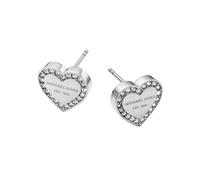 Michael Kors Signature Herz-Ohrstecker aus Edelstahl und Pav -Kristallen f r Damen, Farbe: Silber (Modell: MKJ3966040)