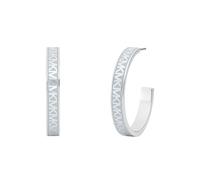 Michael Kors Silberfarbene Creolen für Damen; Huggie-Ohrringe für Damen; Edelstahl-Ohrringe; Schmuck für Frauen, Length: 28mm, Width: 5mm, Messing, Kein Edelstein