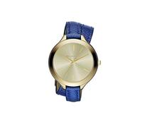 Michael Kors Slim Runway Lady Damenuhr gold blau Lederarmband MK2286
