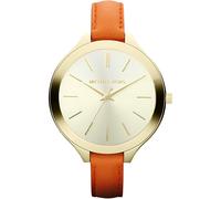 Michael Kors Slim Runway Lady Damenuhr gold orange Lederarmband MK2275