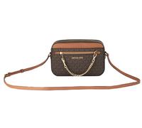 Michael Kors Women's Jet Set Item Large East West Signature Leather Zip Chain Crossbody Handbag (Brown PVC/Brown) Einheitsgröße