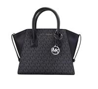 Michael Michael Kors Avril Umhängetasche mit kleinem Logo, Reißverschluss oben, schwarzes Logo, Schwarz, Small
