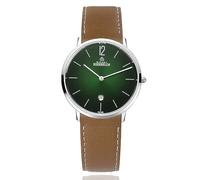 Michel Herbelin Herrenuhr City 38,7mm Edelstahl grün Lederarmband