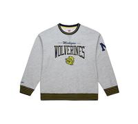 Michigan Wolverines Mitchell & Ness Stitched Throw it Back Fleece Crewneck NCAA Pullover Grau - 2XL