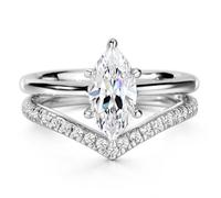 Michooyel 2 Stück Marquise Cut Verlobungsringe Damen Eheringe Ring Braut Set Sterling Silber Versprechensring 925 Zirkonia Engagement Rings