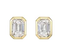 Michooyel Damen Ohrstecker aus 18 Karat vergoldetem Sterlingsilber mit 1 Karat Smaragdschliff und Silber 925 kubischem Zirkonia Nickelfrei