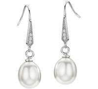 Michooyel Ohrhänger für Damen, 925er-Sterlingsilber, Süßwasser-Zuchtperlen, AAA+, Qualität, 8 mm, weiße Perlen, Schmuck für Frauen, Zirkonia, Perle