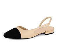 MICIFA Slingback-Ballerinas für Damen, runde Zehenpartie, flache Sandalen mit niedrigem Absatz, modisch, Materialmix, elegante Schuhe für Damen