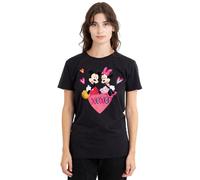 Mickey and Minnie Mouse XOXO Valentine's Day Ladies T Shirt, Black, Small