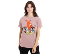 Mickey Mouse Friends Vintage Group 6th Birthday Shirt Ladies T Shirt, Pink, Medium
