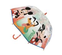 Mickey Mouse Kinder-Regenschirm für Jungen und Mädchen, transparent, mehrfarbig, 45 cm manuelle Öffnung, robustes POE-Material, offizielles Disney-Lizenzprodukt für Regen und Schule