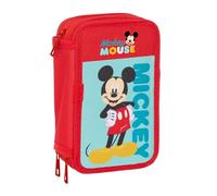 Mickey Mouse Schulmäppchen mit 37 Utensilien, Kindermäppchen, ideal für Kinder von 5 bis 14 Jahren, bequem und vielseitig, Qualität und Widerstandsfähigkeit, 12,5 x 5,5 x 19,5 cm
