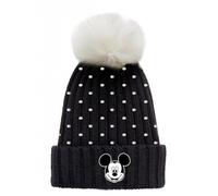 Mickey Mouse Wintermütze mit Glitzer- Steinen, Logo und Bommel, 56