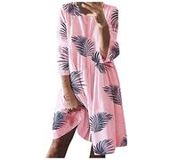 MICKURY Prinzessin Kleid Damen,festliches Sommerkleid,Plisseerock weiß,leinenkleid schwarz,umstandskleid fotoshooting,Kleider Damen festlich,blazerkleid,Ballkleider rosa,langes blumenkleid(B-Rosa,S)