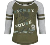Micky Maus Kind To All Pals Langarmshirt grün grau in M
