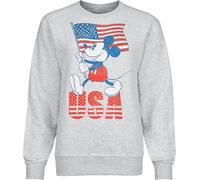 Micky Maus Mickey Mouse USA Sweatshirt hellgrau meliert in XL