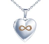 MicLee Damen Unendlichkeit Zeichen Kette Foto Herz Medaillon Photo Bilder Amulett Silber/Rosegold/Gold Edelstahl Anhänger Halskette mit Geschenkbox Grußkarte,Super Weihnachten Geschenk
