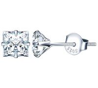 MicLee Fashion Damen Mädchen Solitär Ohrringe Ohrklemmen 925 Sterling Silber Vier Klauen Quadratische Zirkon Ohrstecker Mode Männer Ohrschmuck 3/4/5/6mm Set de 4 Paaren