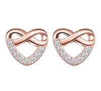 MicLee Herz Ohrstecker mit Unendlichkeit Zeichen Infinity Ohrringe 925 Sterling Silber Zirkonia Damen Ohrringe Ohrschmuck mit Geschenkbeutel Super Geschenk,Rosegold