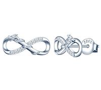 MicLee Ohrstecker 925 Sterling Silber Zirkonia Einfach Damen Unendlichkeitssymbol der Drachenwicklung Unendlichkeit Zeichen Infinity Ohrringe Ohrschmuck mit Geschenkbeutel,Super Weihnachten Geschenk
