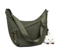 Micmores Crossbody Bag Damen Umhängetasche, Nylon Schultertasche Moon Bag Stylische Halbmond Tasche mit verstellbarer Schultergurt, Hobo Casual Handtasche für Arbeit, Reisen, Alltag(Dunkelgrün)