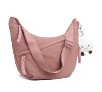 Micmores Crossbody Bag Damen Umhängetasche, Nylon Schultertasche Moon Bag Stylische Halbmond Tasche mit verstellbarer Schultergurt, Hobo Casual Handtasche für Arbeit, Reisen, Alltag(Staubrosa)