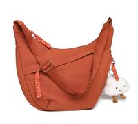 Micmores Crossbody Bag Damen Umhängetasche, Nylon Schultertasche Moon Bag Stylische Halbmond Tasche mit verstellbarer Schultergurt, Hobo Casual Handtasche für Arbeit, Reisen, Alltag(Orange)