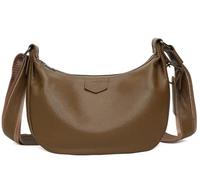 Micmores Echtleder Umhängetasche Damen Mittelgroß - Crossbody Bag Damen Handtasche mit verstellbarem Schultergurt, Halbmond-Design für Alltag, Reise, Büro (Kaffee)