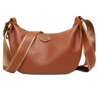 Micmores Echtleder Umhängetasche Damen Mittelgroß - Crossbody Bag Damen Handtasche mit verstellbarem Schultergurt, Halbmond-Design für Alltag, Reise, Büro (Rostbraun)