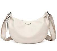 Micmores Echtleder Umhängetasche Damen Mittelgroß - Crossbody Bag Damen Handtasche mit verstellbarem Schultergurt, Halbmond-Design für Alltag, Reise, Büro (Beige)