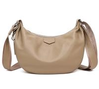 Micmores Echtleder Umhängetasche Damen Mittelgroß - Crossbody Bag Damen Handtasche mit verstellbarem Schultergurt, Halbmond-Design für Alltag, Reise, Büro (Khaki)