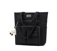 Micmores Laptoptasche Damen 16 Zoll, Handtasche Damen Cord Shopper Tasche Arbeitstaschen Groß Tote Bag, Lehrertasche Bürotasche Aktentasche Umhängetasche für Uni Business Schule (Schwarz)