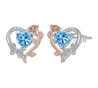 Micory Herz Ohrringe Silber 925,Hypoallergene Rosen Herz Damen Ohrstecke für Jahrestag Geburtstag Geschenke Schmuck für Damen Mutter Freundin