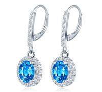 MICSAVI Damen Ohrhänger Zirkonia Ohrringe Hängend Silber 925, Blau Stein Ohrringe mit Anhänger in Herz/Rund/Oval/Quadratisch/Tropfenförmig/Blumenförmig Zirkonia