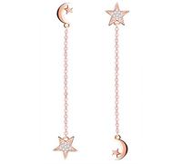 MICSAVI Damen Ohrringe Stern Mond Ohrstecker Drop baumeln Ohrringe 925 Sterling Silber Zirkonia Hypoallergen Roségold Ohrschmuck für Frauen Mädchen
