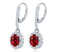 MICSAVI Damen Zirkonia Ohrringe Hängend Silber 925, Weinrot Stein Ohrringe mit Anhänger in Herz/Rund/Oval/Quadratisch/Tropfenförmig/Blumenförmig Zirkonia Leichte Ohrhänger