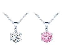 MICSAVI Ketten mit Anhänger Solitär Zirkonia 925 Sterling Silber Colliers für Damen Mädchen Halskette Schmuck