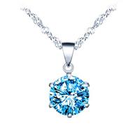 MICSAVI Ketten mit Anhänger Solitär Zirkonia 925 Sterling Silber Colliers für Damen Mädchen Halskette Schmuck