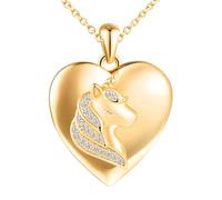 MICSAVI Medaillon Einhorn kette silber 925 für damen mädchen kinder, Foto medaillon zum öffnen für bilder personalisierte, Herz anhänger mit zirkonia, Silberkette 50cm