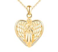MICSAVI Medaillon Engelsflügel kette silber 925 für damen mädchen kinder, Foto medaillon zum öffnen für bilder personalisierte, Herz anhänger mit engel, Silberkette 50cm