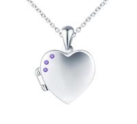 MICSAVI Medaillon kette silber 925 für damen mädchen kinder, Foto halskette medaillon zum öffnen für bilder personalisierte, Herz anhänger mit 3 zirkonia, Silberkette 50cm