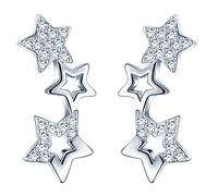 MICSAVI Ohrringe Damen 925 Sterling Silber mit Zirkonia 3 Sterne Ohrstecker Ohr Piercing Stud Earrings Ohrschmuck für Frauen Mädchen