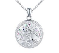 MICSAVI Silber 925 Foto Kette Damen Medaillon Baum Anhänger Lebensbaum Halskette Öffnen für Bilder Foto